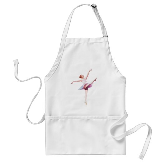 Ballerina in Pink en Lavender, Monogram Standaard Schort (Voorkant)