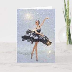 Ballerina in zwart ornament kaart