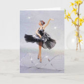 Ballerina in zwarte (profiel) kaart (Gele Bloem)