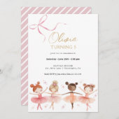 Ballerina Invitation fille anniversaire (Devant / Derrière)