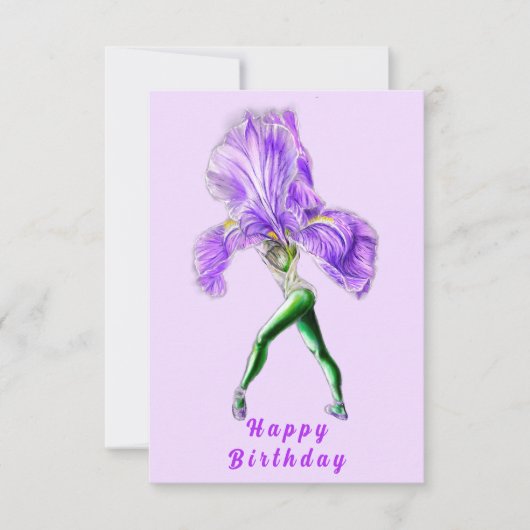 Ballerina Iris Flower Ballet Dancer Carte Annivers (Devant)