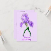 Ballerina Iris Flower Ballet Dancer Carte Annivers (Devant/Arrière en situation)
