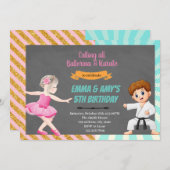 Ballerina karate gezamenlijke feest uitnodiging (Voorkant / Achterkant)