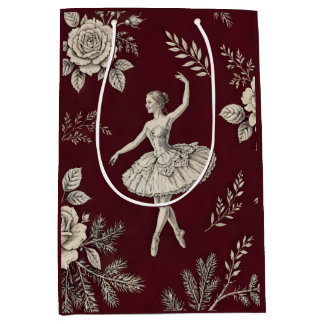 Ballerina Kerst Toile - Bourgondië Medium Cadeauzakje