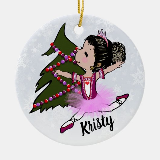Ballerina kerstversiering keramisch ornament (Voorkant)