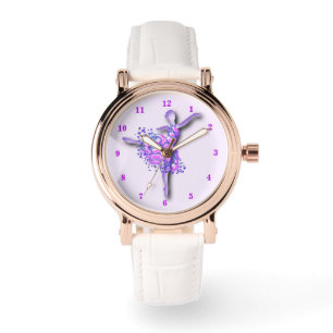 Ballerina Kunst Paarse Dans Ballet Danser Tekening Horloge