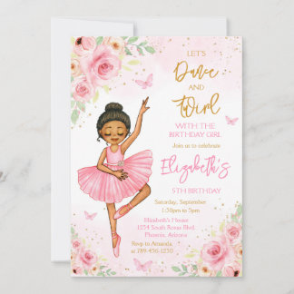 Ballerina Let's Dance & Twirl Pink Party Birthday  Kaart