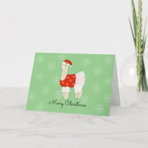 Ballerina Llama Sneeuwvlokken Kerstmis Feestdagen Kaart