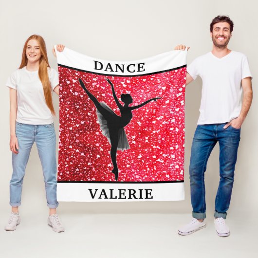 Ballerina Love Dance Red Hearts Fleece Deken (In situ)
