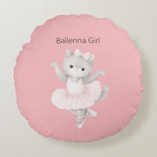 Ballerina Meisje Grijze Kitten Rond Kussen