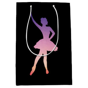 Ballerina meisje moderne kleurrijke silhouet medium cadeauzakje