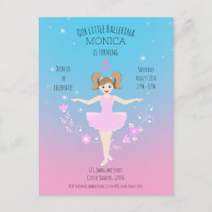 Ballerina meisje Verjaardagsfeest Uitnodiging Briefkaart