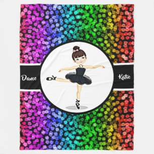 Ballerina Meisjes Kleurrijke Bloemen Dans Ballet Fleece Deken