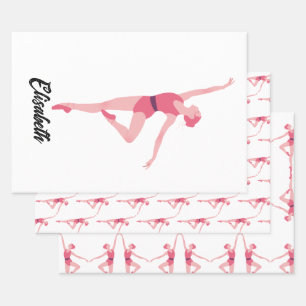 Ballerina met naam personalisatie inpakpapier vel