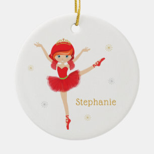 Ballerina met rood haar Kerstbal Keramisch Ornament