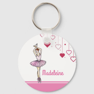 Ballerina met roze dress en Pointe Toe Shoes Sleutelhanger