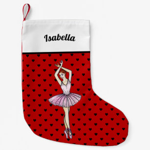 Ballerina met roze jurk en spitzen kleine kerstsok
