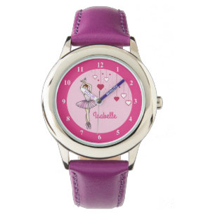 Ballerina met roze klep en tentoon horloge