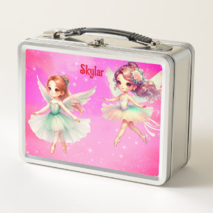 Ballerina met vleugels metalen lunchbox