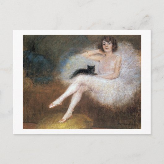 Ballerina met zwarte kat, Pierre Carrier-Belleuse Briefkaart (Voorkant)