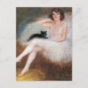 Ballerina met zwarte kat, Pierre Carrier-Belleuse Briefkaart