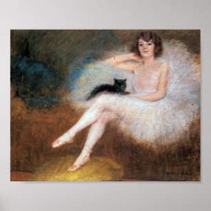 Ballerina met zwarte kat, Pierre Carrier-Belleuse Poster