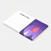 Ballerina mignonne et chat Night Sky Post-It Notes (Incliné)