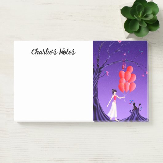 Ballerina mignonne et chat Night Sky Post-It Notes (Bureau)