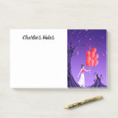 Ballerina mignonne et chat Night Sky Post-It Notes (Sur un bureau)