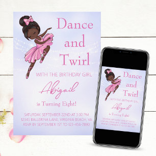 Ballerina Mooie Roze, Paarse Ballet Dansfeestje Kaart