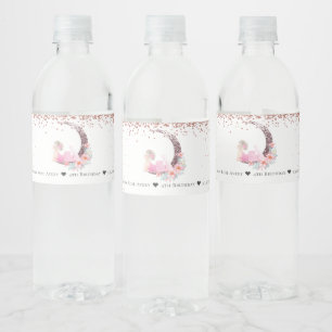 Ballerina Moon Glitter Birthday Personalized Waterfles Etiket