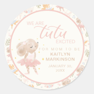 Ballerina Mouse Tutu Opgewonden Baby shower Ronde Sticker