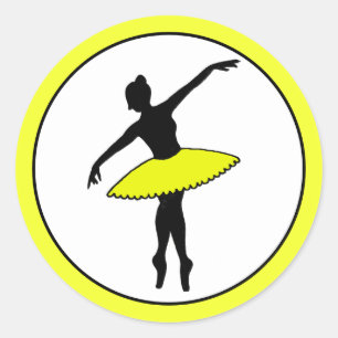Ballerina Neon Ballet Dancer Silhouet Geel Ronde Sticker