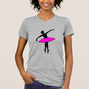 Ballerina Neon Ballet Dancer Silhouet Hot Pink T-shirt