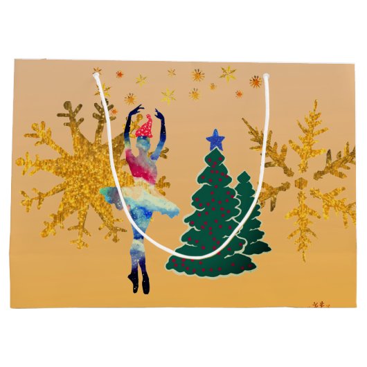 Ballerina New Year Custom Cadeau Sac - Grand, bril (Dos)