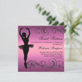 Ballerina noire et rose & Swirl Invitation Anniver (Debout devant)