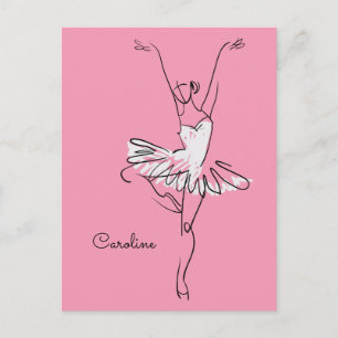 Ballerina nom personnalisé et carte postale couleu