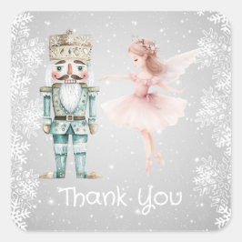 Ballerina & Notenkraker, sneeuwvlokken Kerstmis Vierkante Sticker