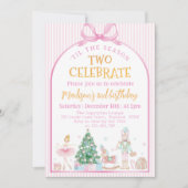 Ballerina Nutcracker Christmas Pink Bow Birthday Kaart (Voorkant)