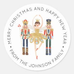 Ballerina Nutkraker Kerstfeestdag Klassieke Rou Ronde Sticker