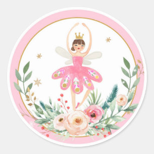 Ballerina Nutkraker Pink Girl Birthday Cupcake Ronde Sticker