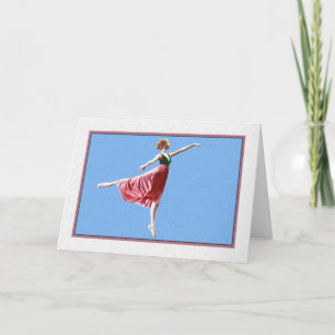 Ballerina op Blue Blank Note of Wenskaart Kaart