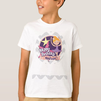 Ballerina op lichtgrijs en wit Chevron Patroon T-shirt