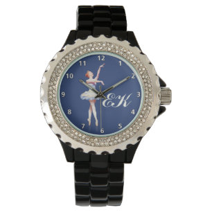 Ballerina op pointe, monogram horloge