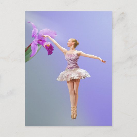Ballerina, Orchidée sur carte postale violette (Devant)