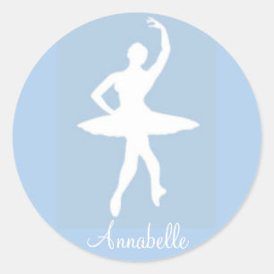 Ballerina over blauwe ronde stickers
