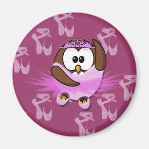 Ballerina owl - glitter magneet