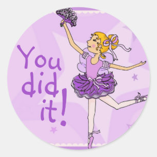 Ballerina paarse en gouden meisjes lovende sticker