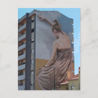ballerina painting wall building city ballerina briefkaart