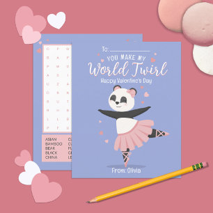 Ballerina Panda Kinder Valentijnsdag Kaart